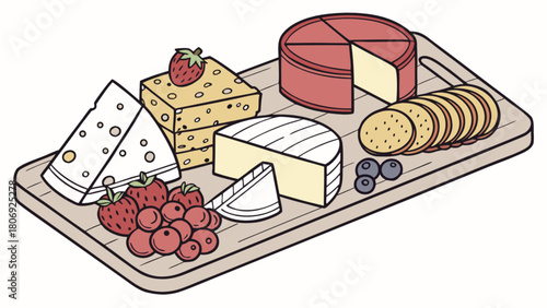 Delicious cheese board with assorted cheeses fruit and crackers gourmet food platter perfect for party time
