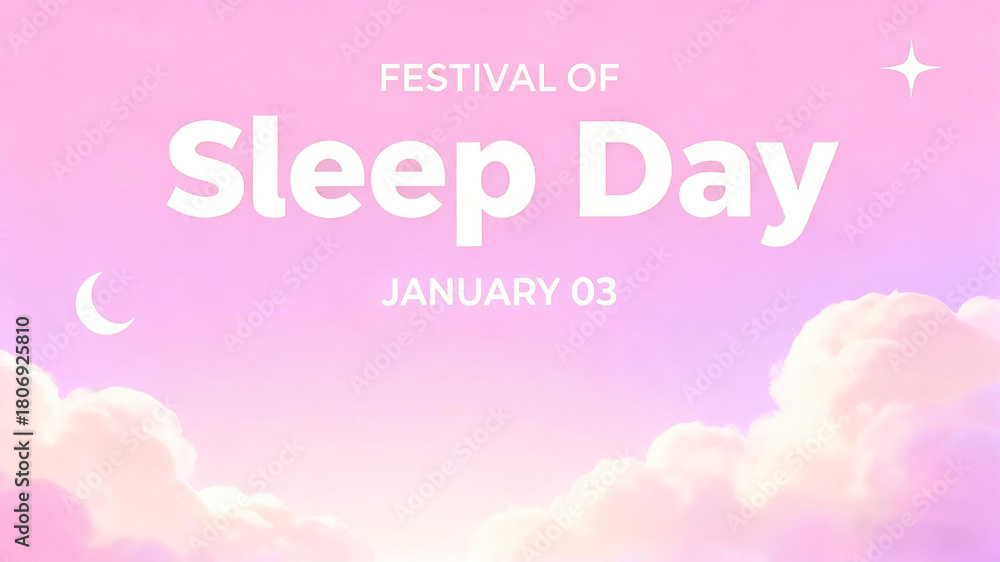 Fototapeta premium Pink clouds, stars, and moon elements represent sleep festivals, gentle rest, and health concepts, suitable for promoting sleep health and leisure life materials.