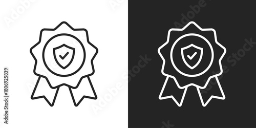 Authenticity Icon In Line Version On Black And White Background