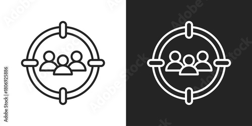 Target Audience Icon In Line Version On Black And White Background