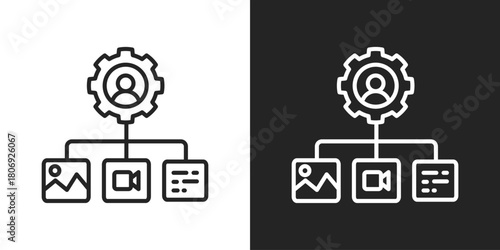 User generated Icon In Line Version On Black And White Background