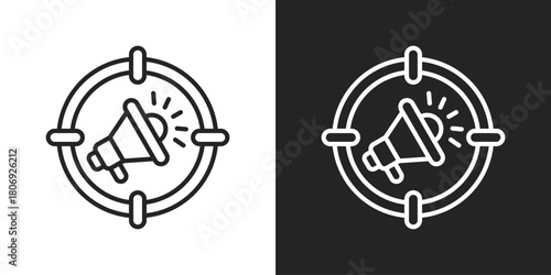 Target marketing Icon In Line Version On Black And White Background