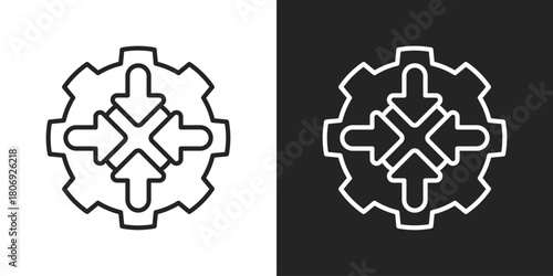 Integration Icon In Line Version On Black And White Background