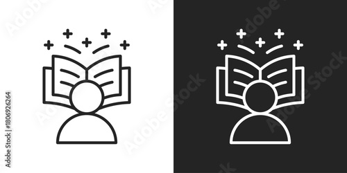 Storytelling Icon In Line Version On Black And White Background
