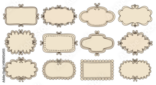 Decorative vector frame set with bow embellishments and vintage flair for creative design projects