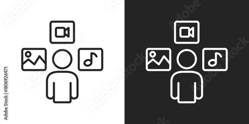 User generated Icon In Line Version On Black And White Background