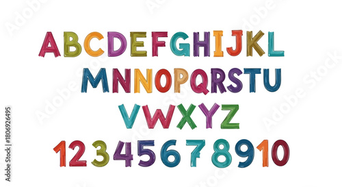 Colorful and Playful Alphabet & Number Set for Educational and Design Projects