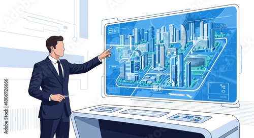 Strategic city planning with advanced digital interface for future urban development