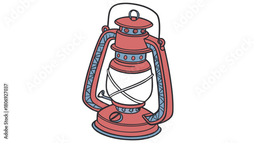 Vintage camping lantern drawing vector illustration for outdoor adventure and survival equipment design