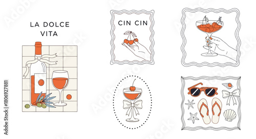La Dolce Vita Italian Summer Icons for Graphic Design and Marketing