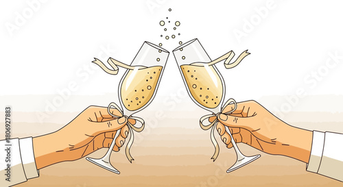 Cheers to Success Hands Toasting with Champagne Glasses