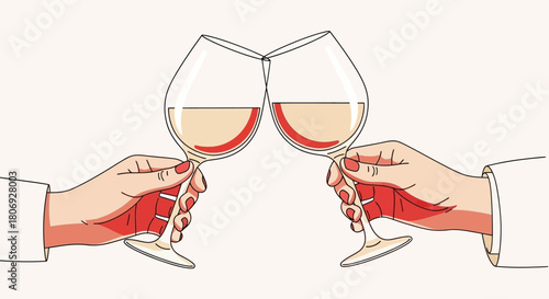 Toast of Celebration Clinking Wine Glasses in Elegant Hands