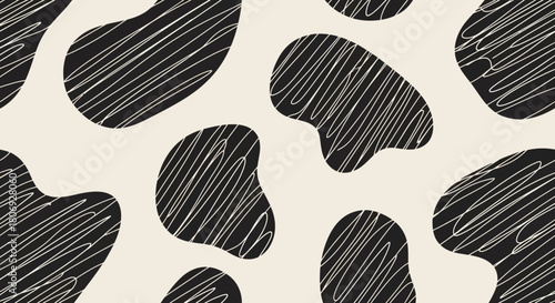 Abstract Blotches with Scribble Texture Vector Illustration