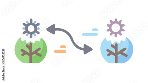 Seasonal changes climate change weather pattern transition from summer to winter illustration icon design