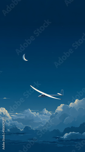 a glider soaring above a clear blue sky AI generated
