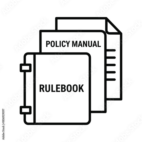 Policy manual and rulebook icon for guidelines and compliance