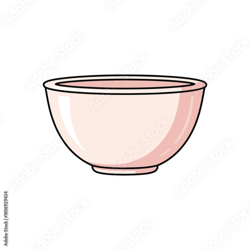 Pink Ceramic Kitchen Bowl Illustration