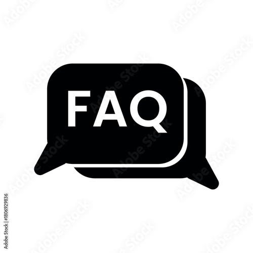 FAQ Icon in Speech Bubble – Help Question Message Symbol for Support and Information