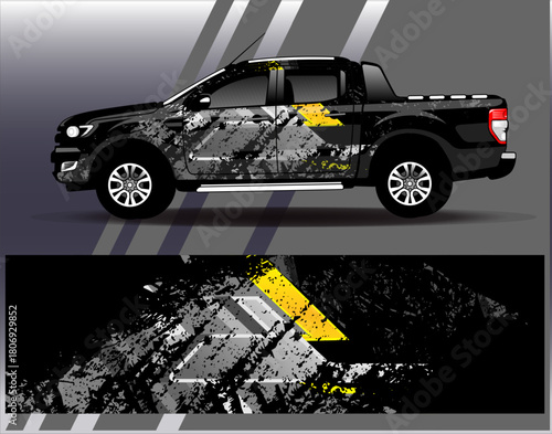 Car wrap design vector. Graphic abstract stripe racing background designs for vehicle, rally, race, adventure and car racing livery