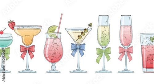 Elegant Cocktail Assortment Festive Drinks for Celebration and Joyful Gatherings