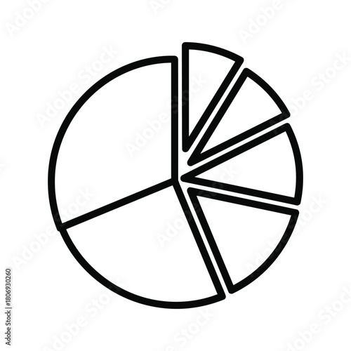 Clean outline icon of a segmented pie chart for data reporting