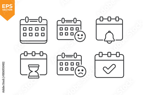 Set of line icons Calendar. Outline icons collection stock illustration stock illustration