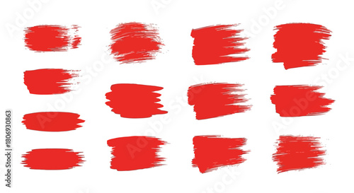 Collection of Red Brush Strokes Artistic Design Elements and Decorative Accents