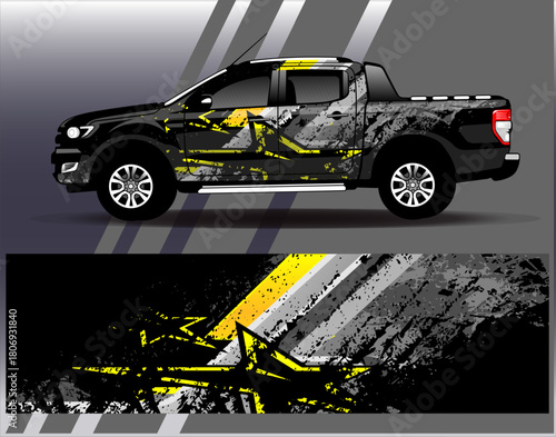Car wrap design vector. Graphic abstract stripe racing background designs for vehicle, rally, race, adventure and car racing livery