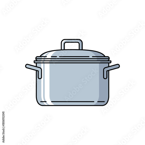 A simple, clean illustration of a metallic pot with a lid, ideal for cooking and kitchen-related themes