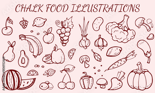 Hand drawn chalk food illustrations. Mediterranean dinner. Wine, champagne tower, charcuterie drawings for wedding invitations, menus, parties. Vector illustration La dolce vita italian sketch style
