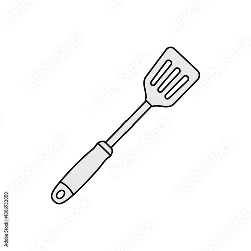 Spatula Outline Black and White Kitchen Utensil Illustration