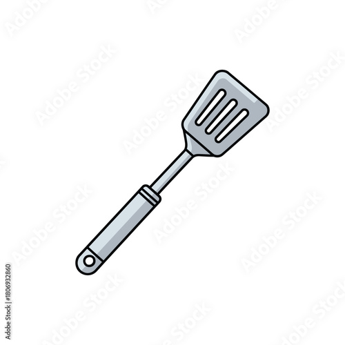 Spatula Kitchen Utensil for Cooking and Baking, Silver Isolated on White Background