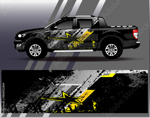 Car wrap design vector. Graphic abstract stripe racing background designs for vehicle, rally, race, adventure and car racing livery