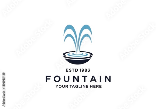 Wallpaper Mural Classic Fountain Logo with Blue Water Jets and 1983 Heritage Torontodigital.ca