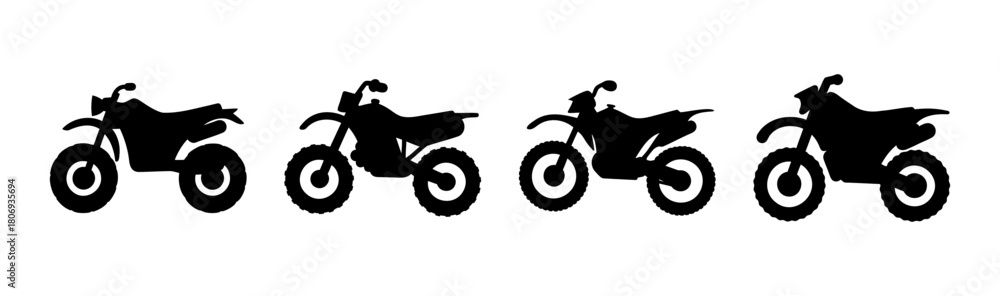 Fototapeta premium Four distinct off-road motorcycle silhouettes for design use