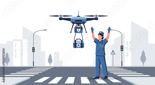 Innovative healthcare delivery: Drone transporting medical supplies with nurse assistance in urban