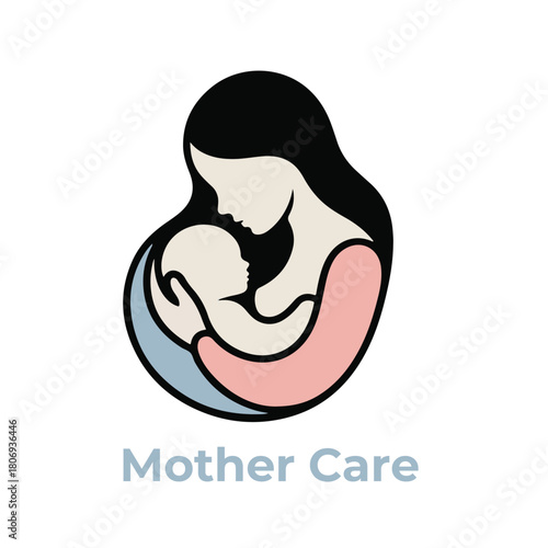 Mom And Baby Logo , Baby Care Logo Design Concept Template 