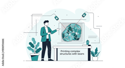 Laser precision: Illustration of complex structure creation with advanced technology