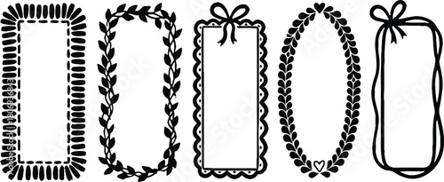 Elegant Frame Designs: A set of five different frame designs in an assortment of elegant styles, perfect for enhancing your creative projects with sophistication and style.