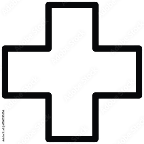 Outline medical cross icon for health and first aid concepts.
