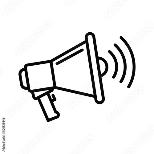 Megaphone icon broadcasting sound waves - announcement concept