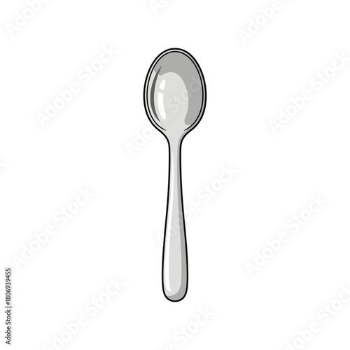 A simple, stylized illustration of a silver spoon, perfect for culinary and design projects