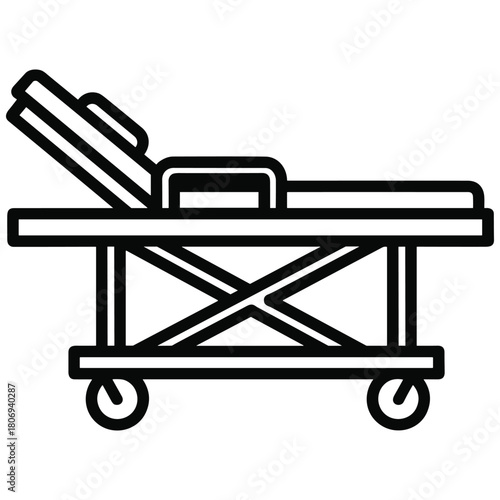 Medical gurney stretcher icon, emergency transport patient care.