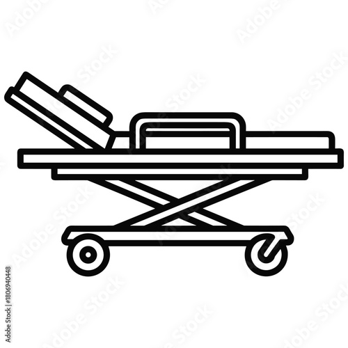Medical emergency transport stretcher outline icon vector art