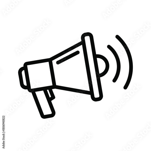 Megaphone with sound waves outline icon for communication loud