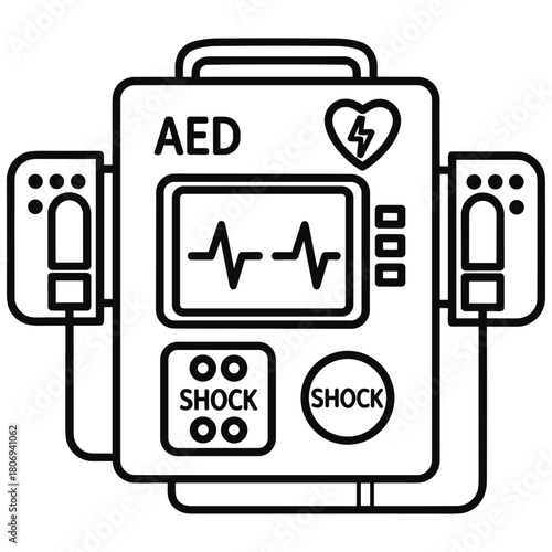 Automated external defibrillator aed healthcare equipment icon