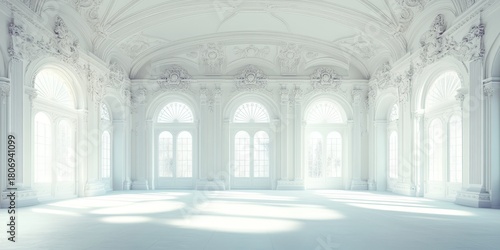 Luxurious white baroque style interior with ornate.