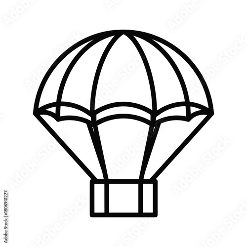 Parachute line art icon for delivery, safety, and aerial descent