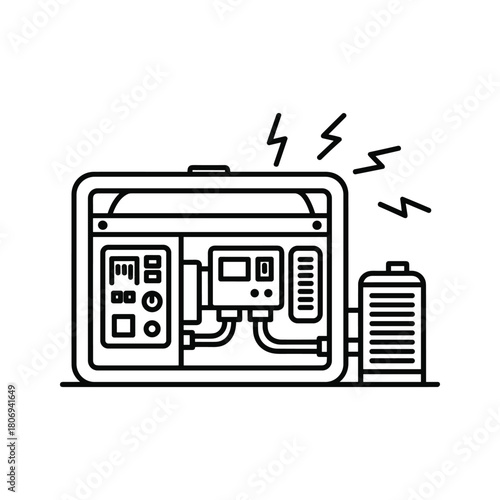 Portable power generator icon generating electricity current