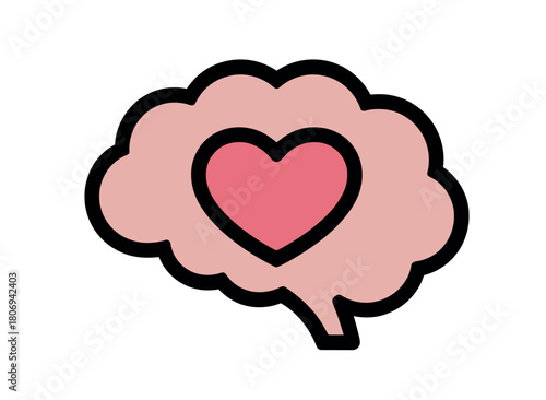 A stylized brain with a heart inside represents the concept of emotional intelligence and empathy in thought.